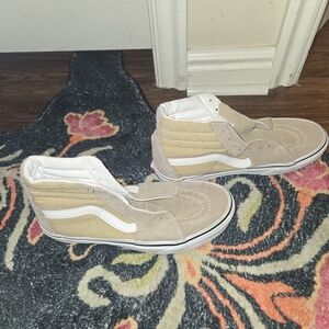 Vans Tan and White High-Top Sneakers Like New